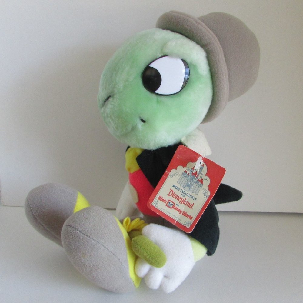 JIMINY CRICKET w/ umbrella Disney 8" tall sitting PLUSH Stuffed Animal